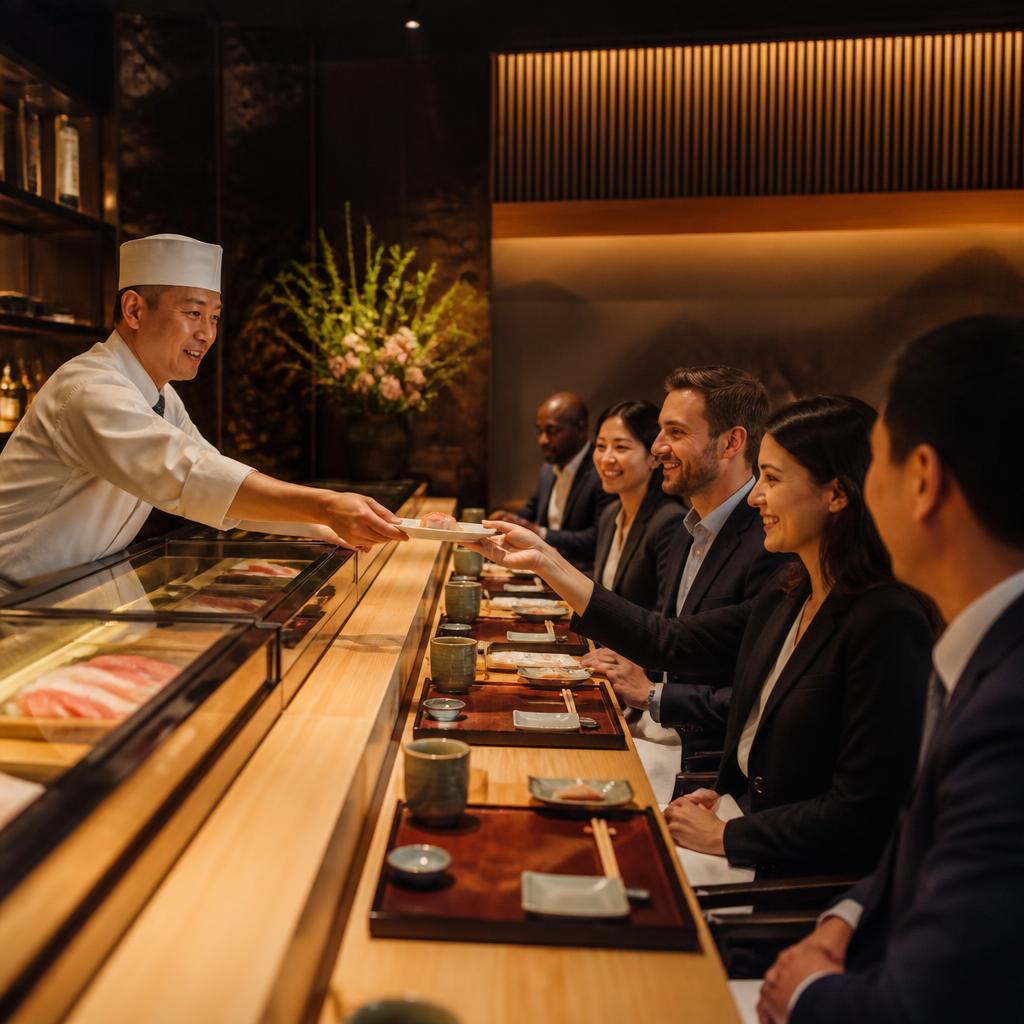 Corporate group dining at omakase